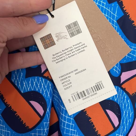 BURBERRY Monogram Women’s Long Sleeve One Piece Bathing Suit Boddysuit XL - Picture 6 of 8